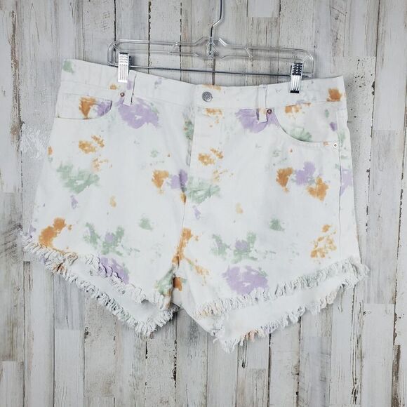 Wild Fable Highest Rise Denim Shorts White Tie Dye Size 18 - Picture 10 of 10